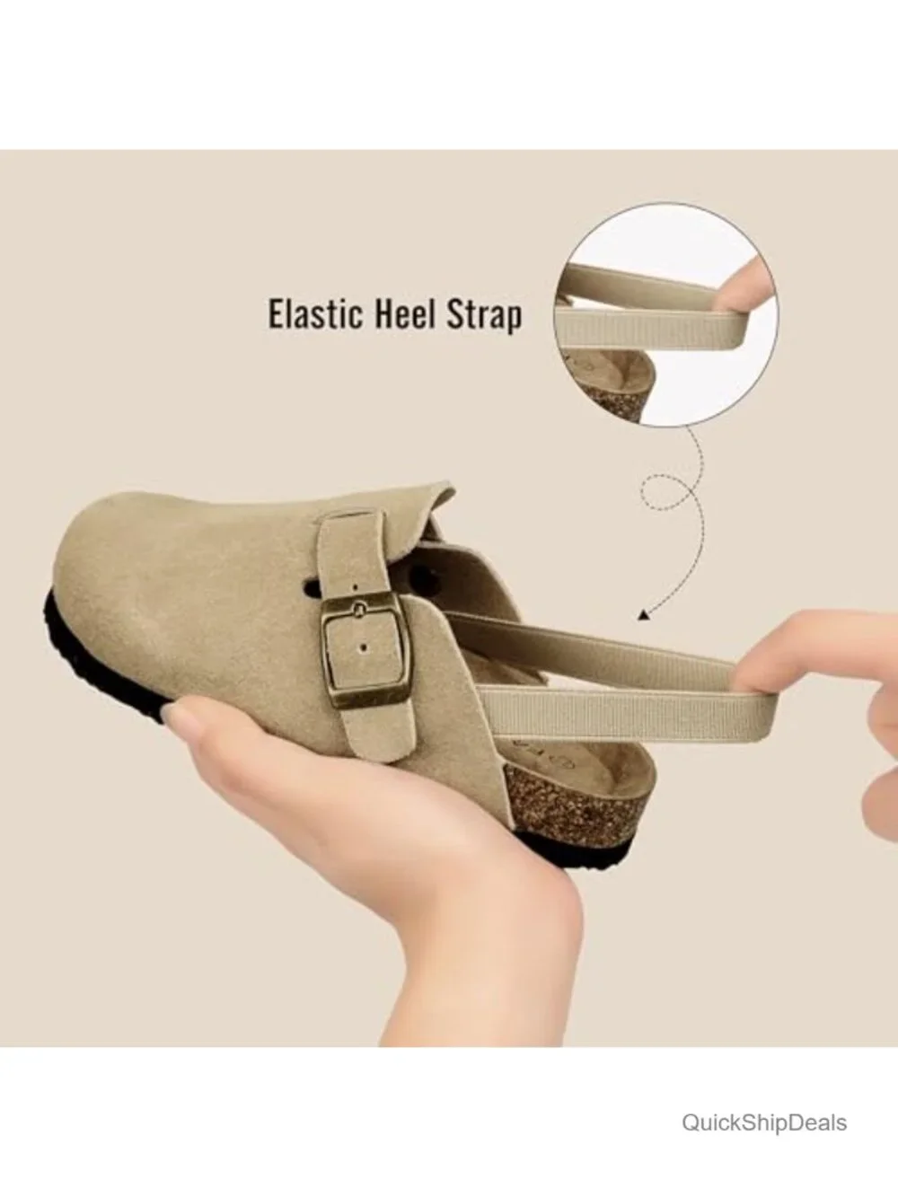 Kids Suede Clogs Toddler Boys Girls Cork Footbed Adjustable Buckle Mules